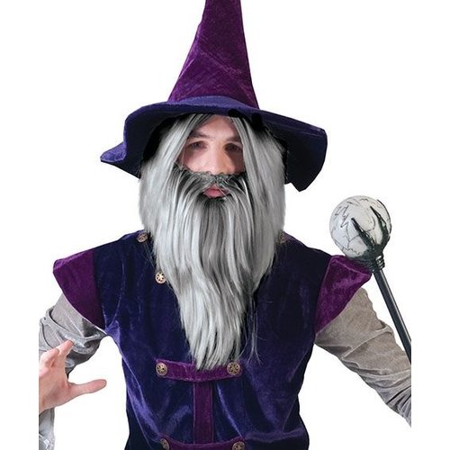 Grijze tovenaar pruik voor Halloween