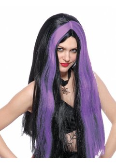 Heksenpruik met paarse lokken