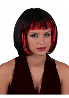 Pruik sexy Holly zwart met rood