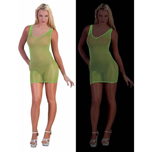 Sexy neon groen net jurkje voor party's