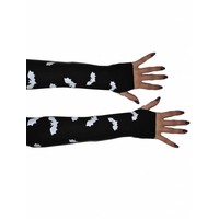 Mooie zwarte vingerloze handschoenen met vleermuisjes