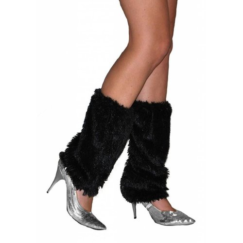Zwarte fuzzy beenwarmers voor party's