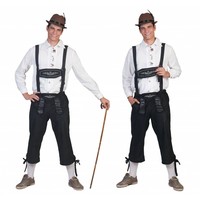 Zwarte Tiroler lederhose voor carnaval