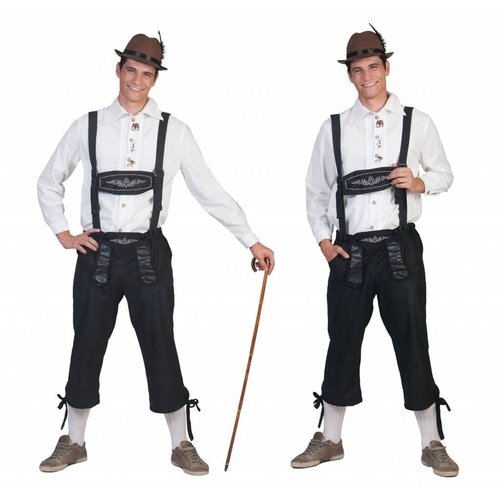 Zwarte Tiroler lederhose voor carnaval