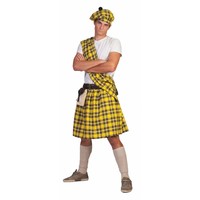 Gele Schotse highlander kilts voor carnaval