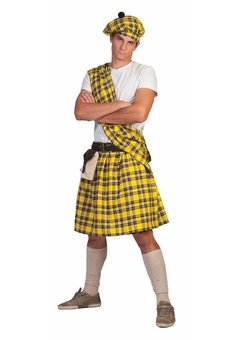 Gele Schotse kilts voor carnavaal