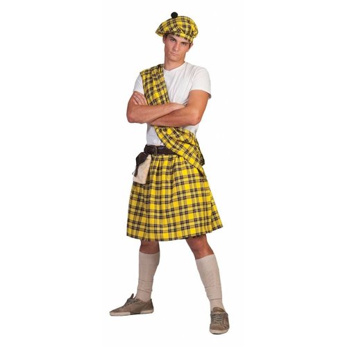 Gele Schotse highlander kilts voor carnaval