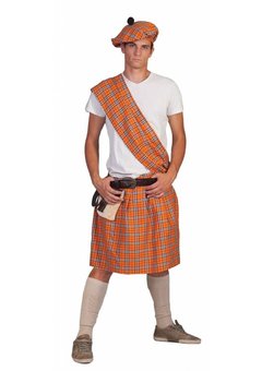 Oranje Schotse kilts voor carnaval