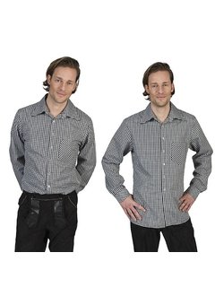 Tiroler blouse zwart wit geblokt