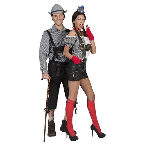 Tiroler shirt zwart wit geblokt