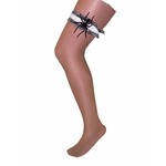 Heksen kousenband zwart/wit met spin