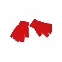 Rode gebreide vingerloze handschoenen
