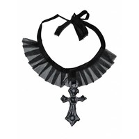 Mooie Gothic halsketting met zwart kruis