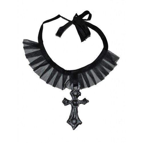 Mooie Gothic halsketting met zwart kruis
