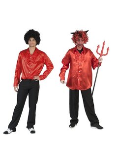 Rode disco heren blouse