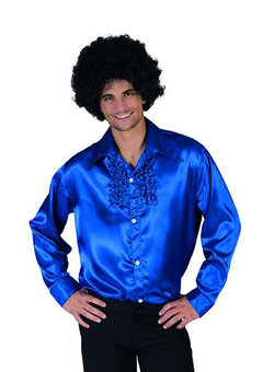Blauwe disco heren blouse