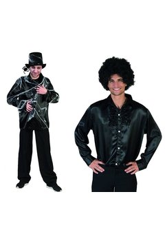 Zwarte disco heren blouse