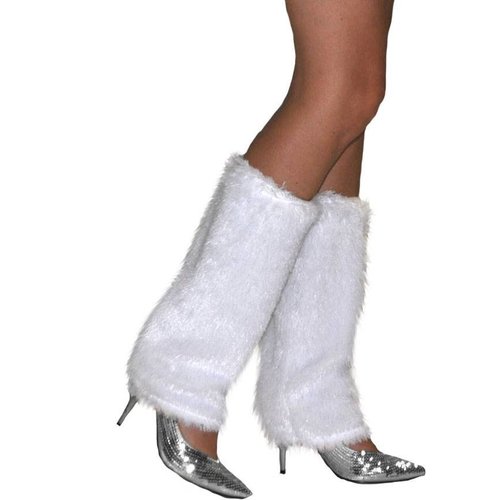 Witte plushe beenwarmers