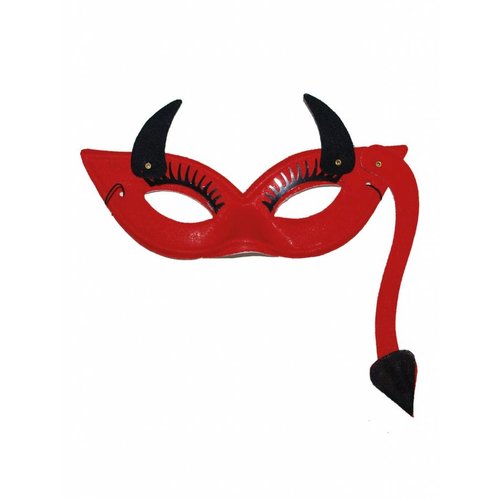 Eng oogmasker duivelin in rood