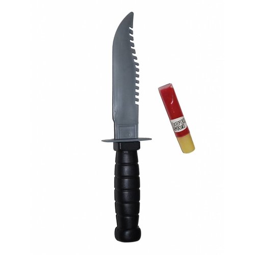 Halloween kartel mes met tube bloed voor een griezel party