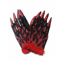 Enge handschoenen duivel in rood zwart