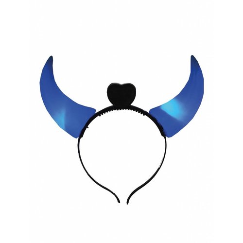 Mooi duivelshoorntjes diadeem met blauw licht