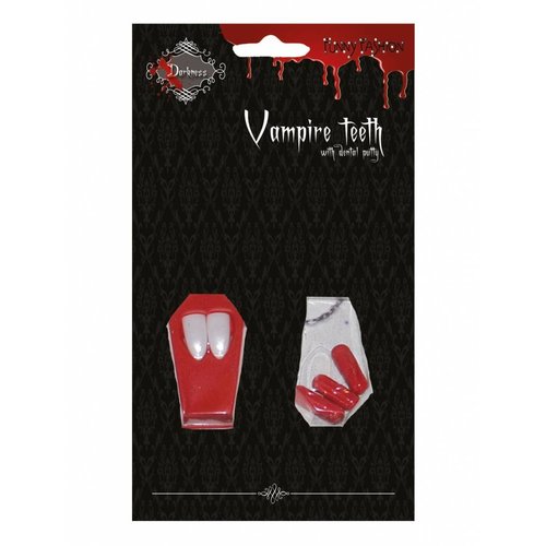 Enge vampier tanden met nep bloedcapsules