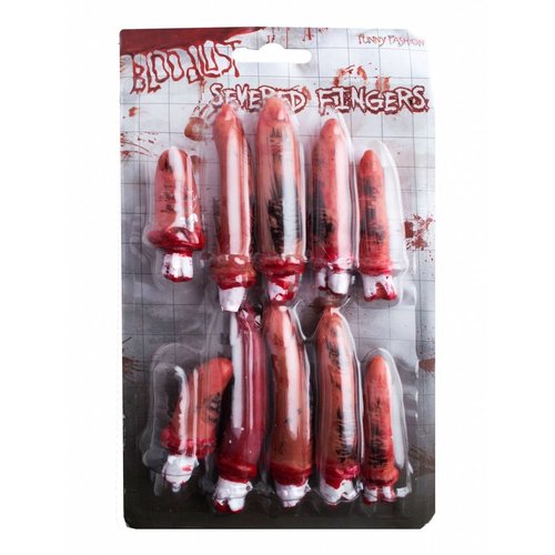 Griezel set van nep bebloede vingers