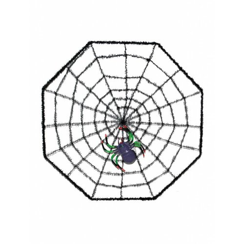 Griezelig groot spinnenweb met spin voor Halloween