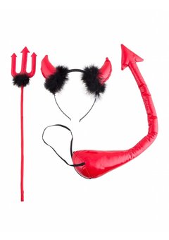 Duivel set driedelig met marabou