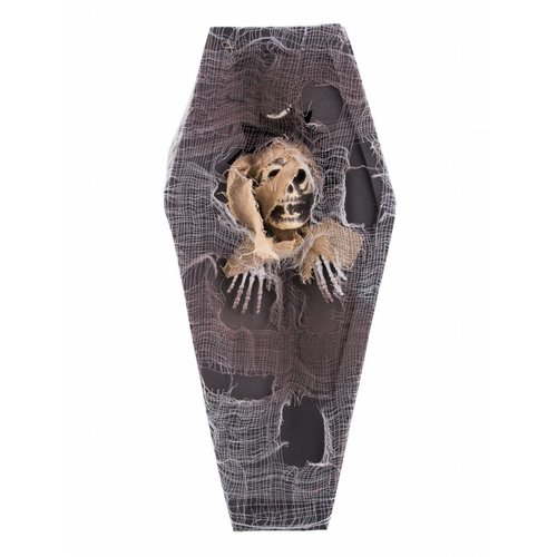 Enge decoratie doodskist 41 cm met licht en geluid