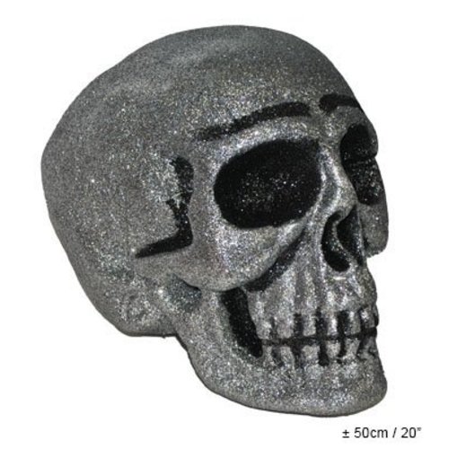 Enge doodskop glitter zilver 50 cm