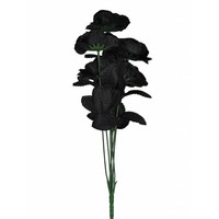 Mooi boeket met zes zwarte rozen