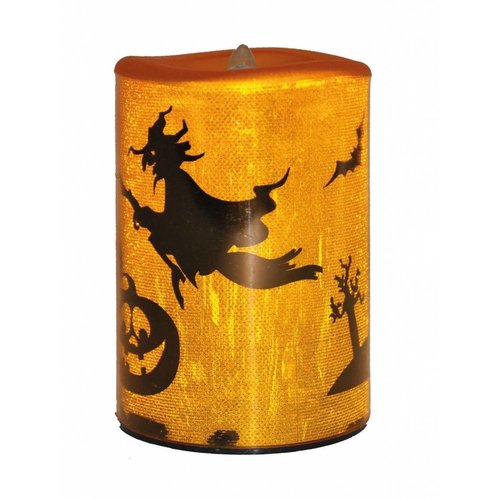 Enge kaars met led licht en heksen print