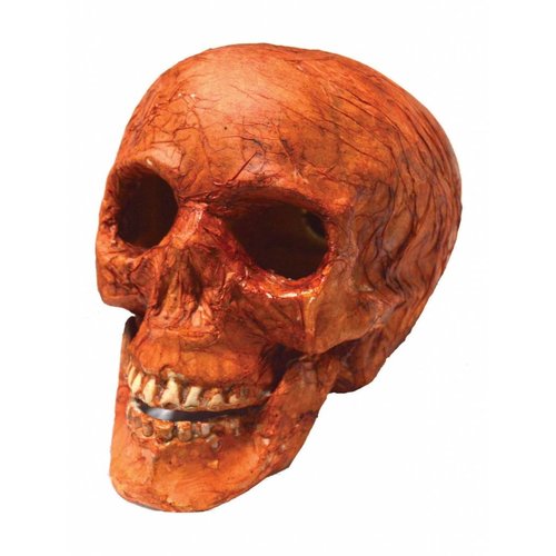 Eng doodshoofd oranje 15x16cm met licht