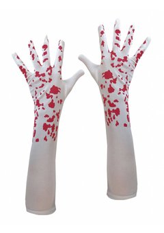 Witte lange handschoenen met bloedspetters