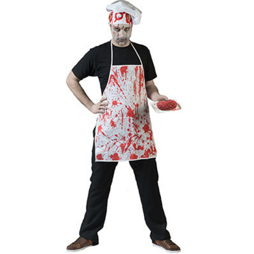 Enge zombie slager schort met bloedspetters