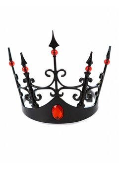 Zwarte koningskroon met rode stenen