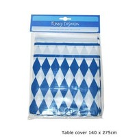 Mooi tafellaken Oktoberfeest blauw wit  270 x 135 cm.