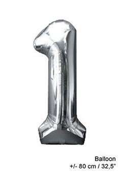 Grote folie ballon cijfer 1 van 80cm