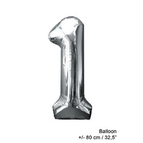 Mooie grote folie ballon cijfer 1 van 80cm