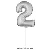 Zilveren folie ballon cijfer 2