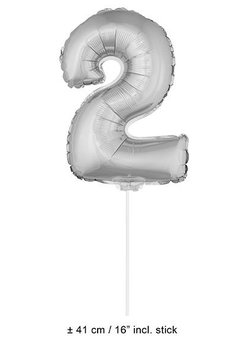 Zilveren folie ballon cijfer 2