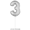 Zilveren folie ballon cijfer 3