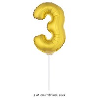 Mooie gouden folie ballon cijfer 3