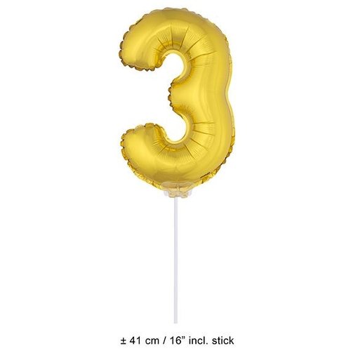 Mooie gouden folie ballon cijfer 3