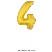 Mooie gouden folie ballon cijfer vier 41cm