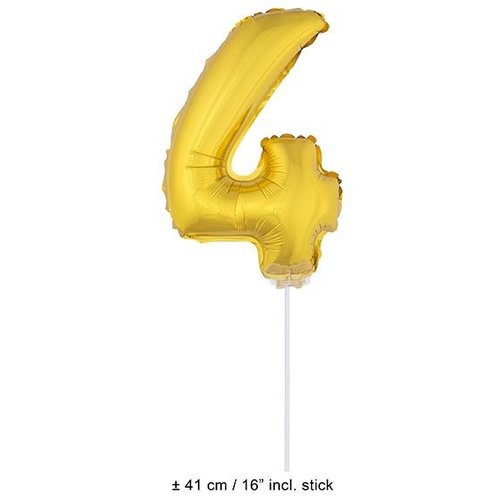 Mooie gouden folie ballon cijfer vier 41cm