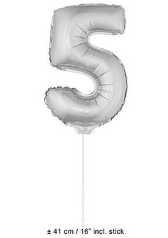 Folie opblaascijfer 5 Zilver