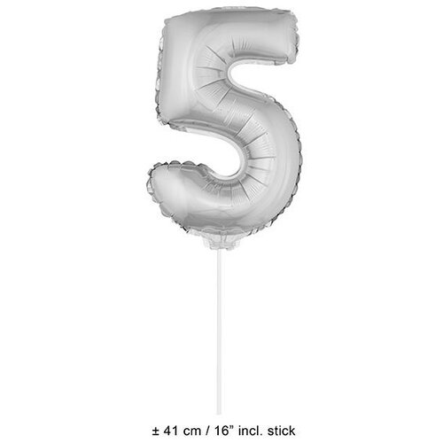 Folie opblaascijfer 5 Zilver